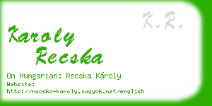 karoly recska business card